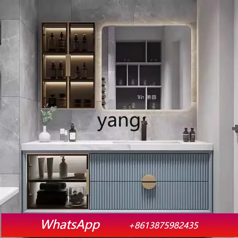 

LH simple solid wood bathroom combination rock slab bathroom face wash basin bathroom cabinet washstand