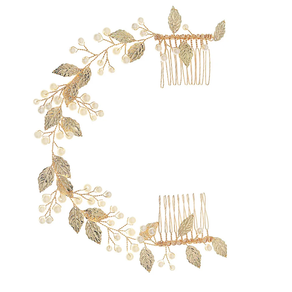 

Pearl Hair Comb Gold Bridal Accessories Elegant Headdress Wedding Decorations Stylish Hairpin For Bride Parties Proms Alloy