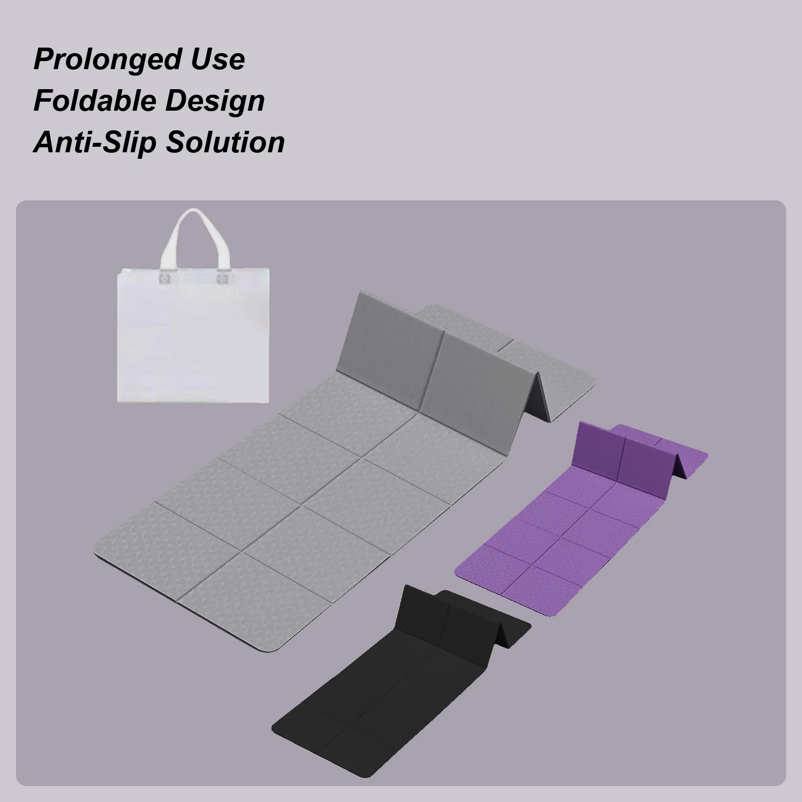 

6mm Thickened Foldable Yoga Mat, Tear Resistant Exercise Pad with Storage Bag for Home Fitness Travel Outdoor Picnic