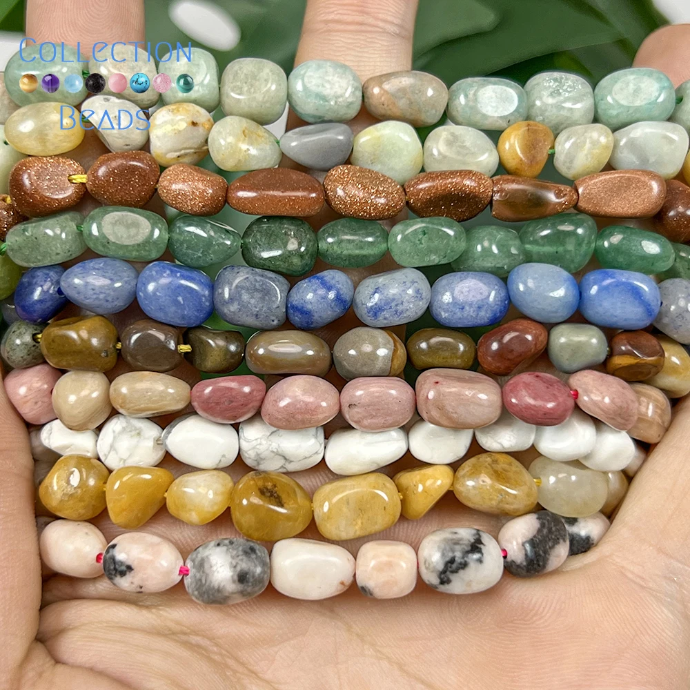 Natural 8-10mm Amazonite Green Aventurine Lapis Lazuli Irregular Loose Beads for Jewelry Making DIY Bracelet Accessories 15