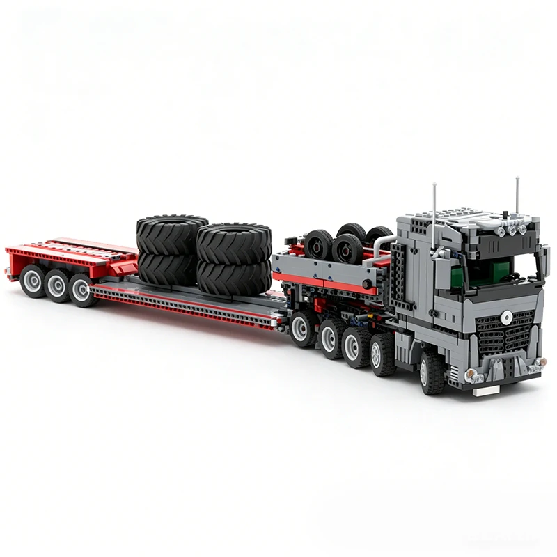 2815PCS RC Arocs SLT Truck With Lowbed Trailer MOC Vehicle Model Custom Building Blocks Assembly Educational Toy Gift For Kids