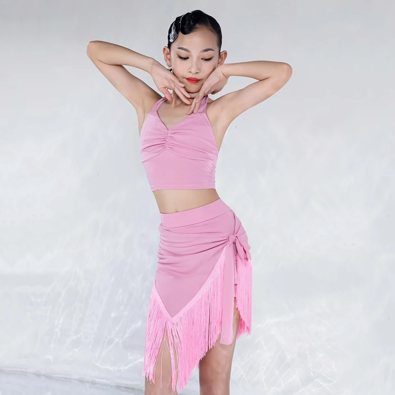 

Fringe Latin Skirt Girls Stage Costume Samba Costume Tango Dancewear Salsa Clothing Stage Costume Latina Practice Wear JL4590
