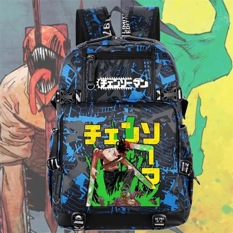 

Chainsaw man schoolbag electric time Machima Pawa maleand female high school junior high school pupils backpack zipper shoulders