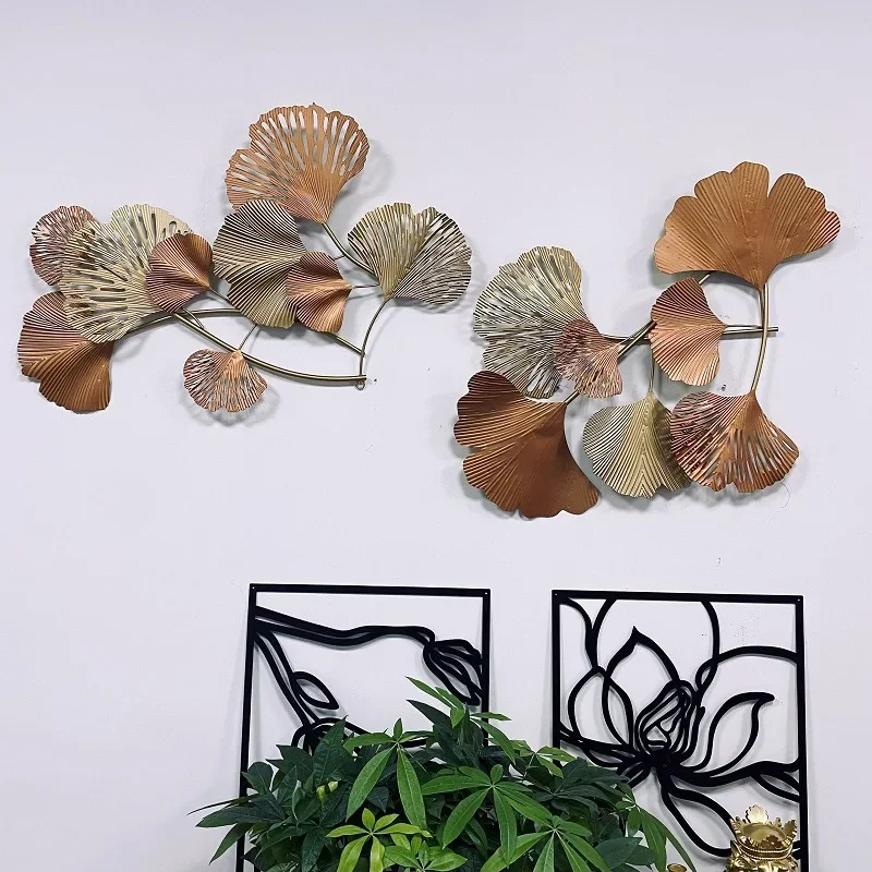 Disassemble and assemble the new Chinese wrought iron ginkgo biloba light luxury living room background wall decoration, bedroom