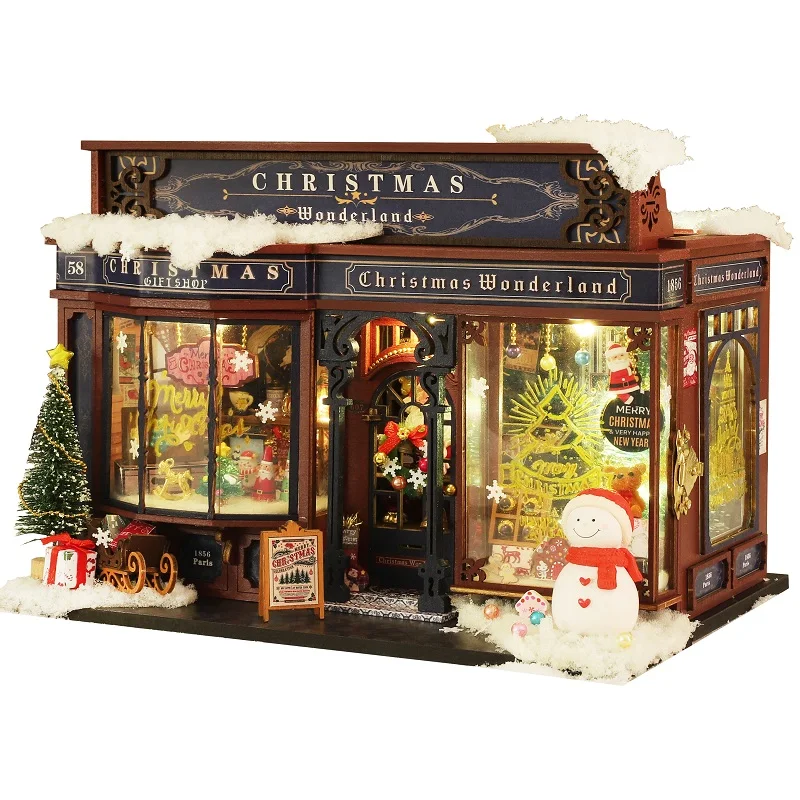 New Diy Wooden Doll Houses Christmas Wonderland Cottage Miniature Model Kit Dollhouse With Furniture For Friends Birthday Gifts