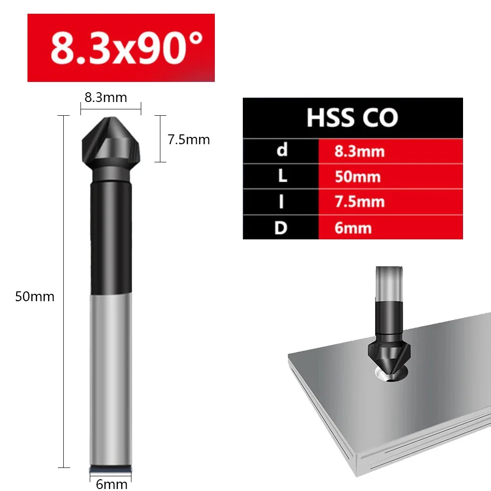 Brand New Duarble Pratico trapano svasato rivestito Accessori da 90 gradi Strumenti per smussatura Punta da trapano Oro M35