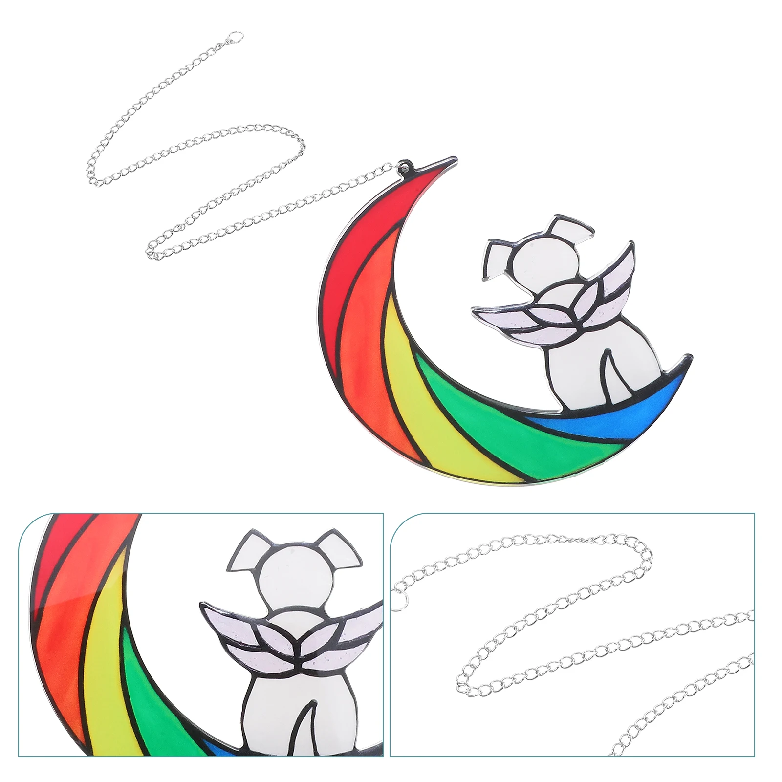

Pet Memorial Ornaments Angel Dog on Moon Acrylic Window Hanging Decor The Decoration Adorable