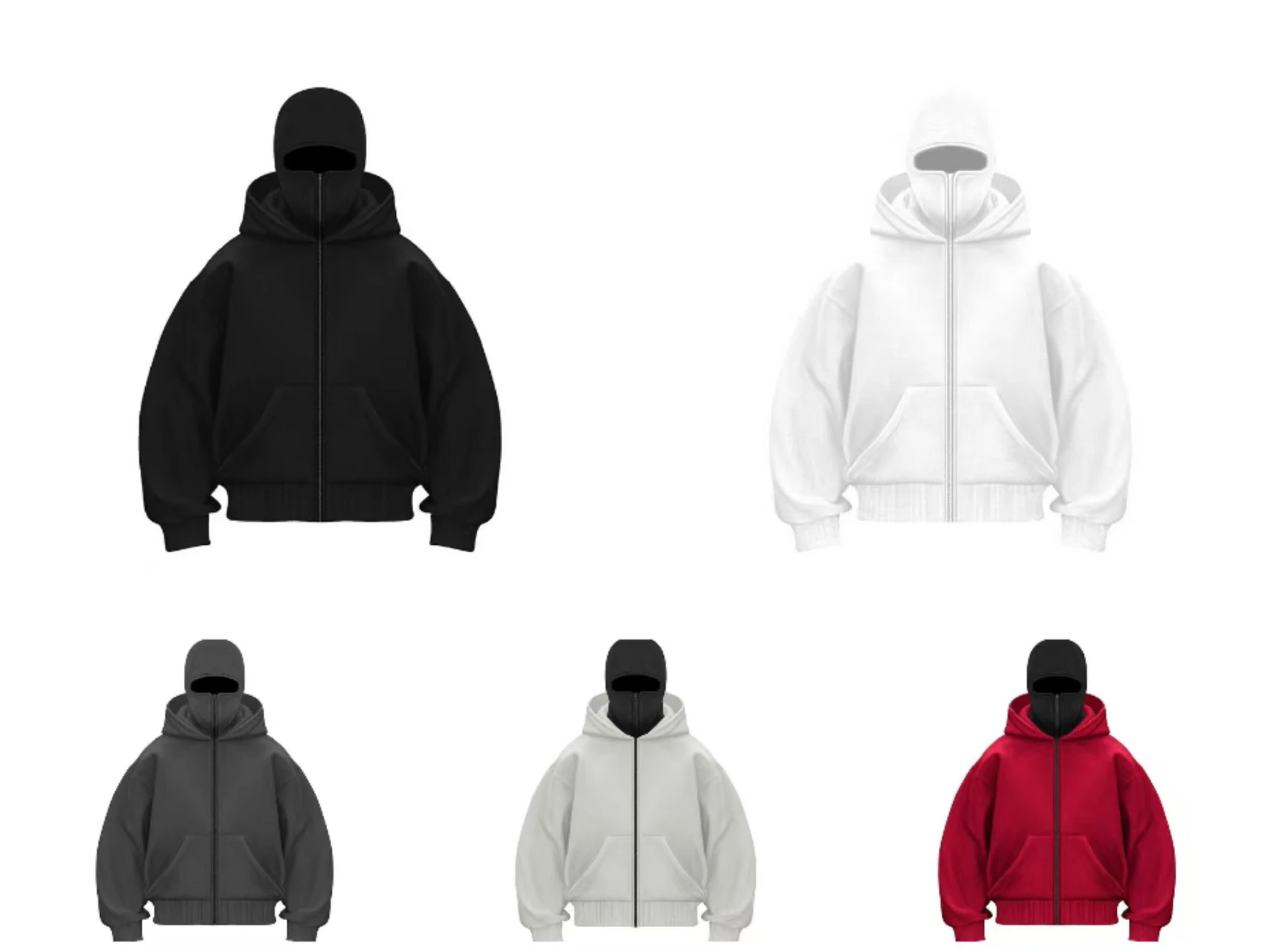 

2025 Spring and Autumn Edition Masked Zipper Hoodie for Sports Running and Walking Trendy Fashion Hoodie