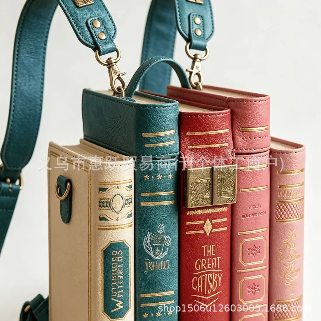 Vintage Stacked Book Novelty Backpack, Book Shaped Crossbody Shoulder Bag, Gift for Books Lovers Girls & Women