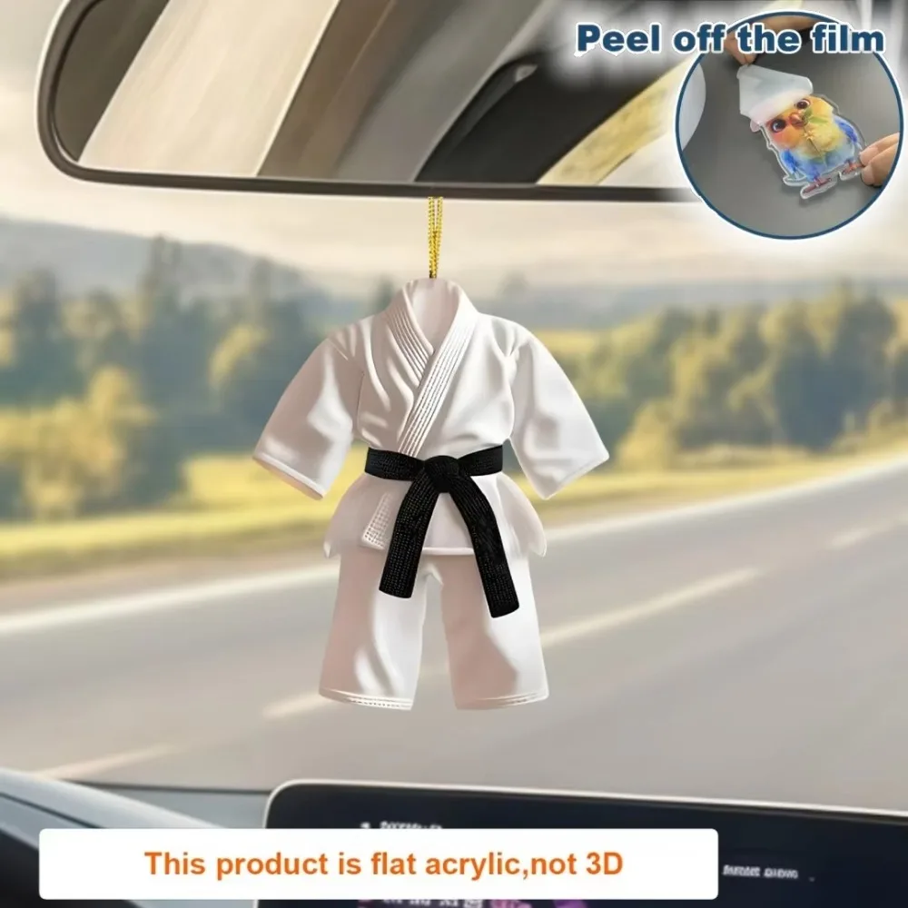 5pcs Sports Themed Acrylic Ornament Charm Taekwondo Clothes Pendant Keychain 2D Flat Hanging Decoration Festive Party