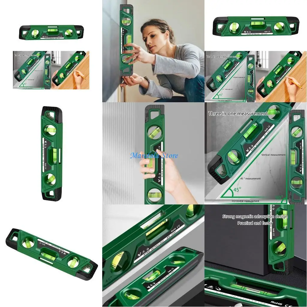 

U2JC Torpedoes Level 3Vials Spirits Level Ruler Level Measuring Tool