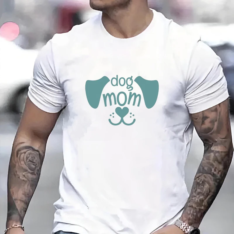 

Minimalist English Printed Unisex T-shirt Cute Dog Mom Pattern Men Women Tee Funny Harajuku Couple Casual Breathable Clothing