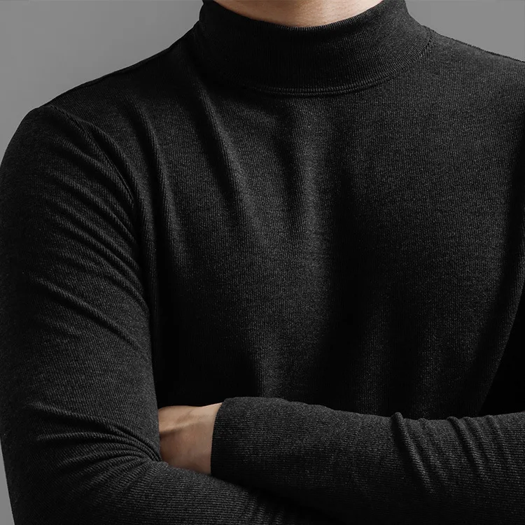 

Men's Thermal Base Layer Shirt Autumn Winter Half Turtleneck Warm Inner Wear Double-Sided Brushed Mid-Neck Long Sleeve T-Shirt