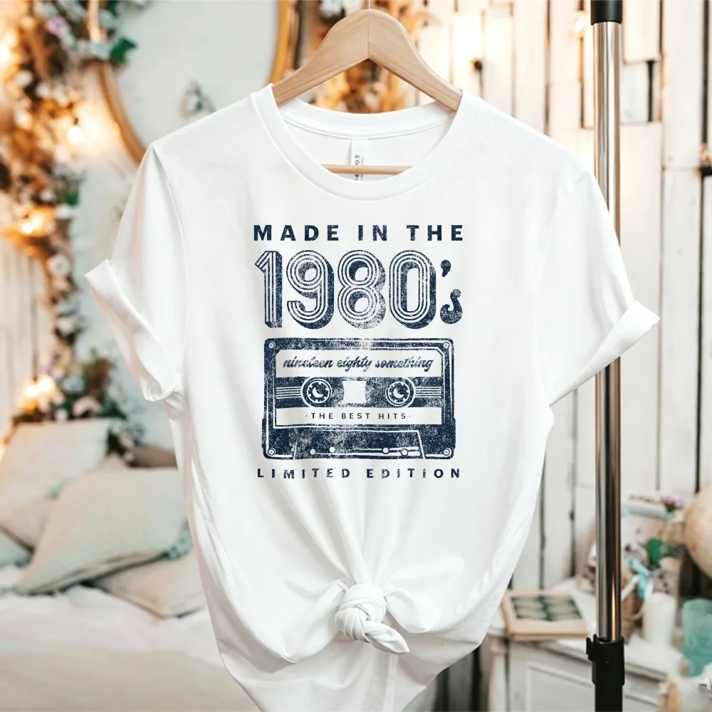 Made in The 1980s Cassette Tape Limited Edition Retro Graphic T-Shirt Vintage 80s Music Print Nostalgic Casual Cotton Tee Tops
