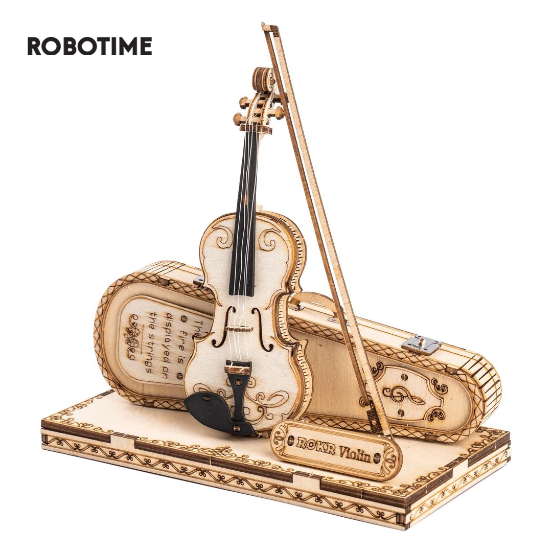 Robotime-ROKR 바이올린 카프리치오 모델 3D 나무 퍼즐 쉬운 조립 키트, 뮤지컬 DIY 선물 소년 소녀 빌딩 블록 TG604K