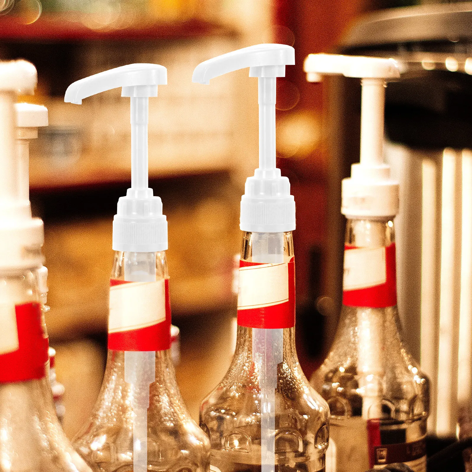 1Set Syrup Dispenser Pump Head Plastic Replacement Bottle Pump Quantitative Bottles for Syrup Shampoo Lotion Hand