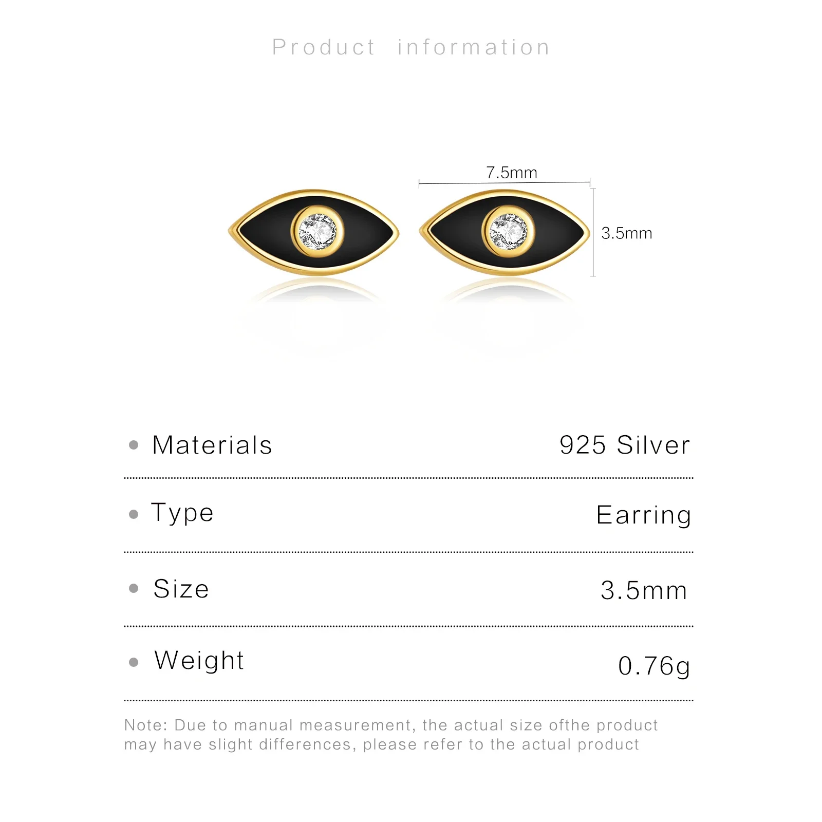 ANDYWEN 925 Sterling Silver Gold Eye Zircon Stud Earring Piercing Pendientes Clips Fine Jewelry Clips Rock Punk Luxury Jewels image 6