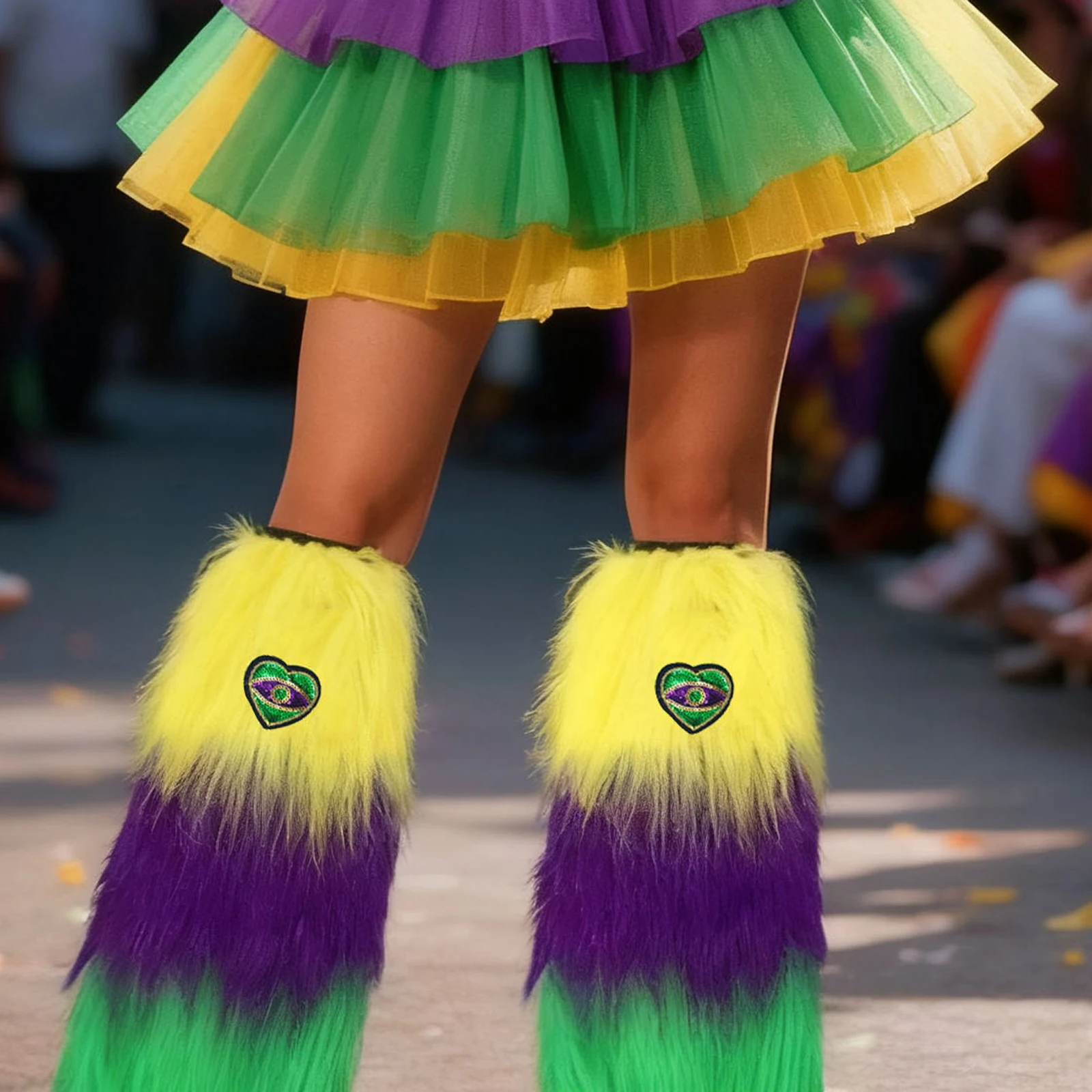 MardiGras Leg Warmers Contrast Color Sequined Patch Furry Dance Leg Warmers for Party Stage Bar and More Costume