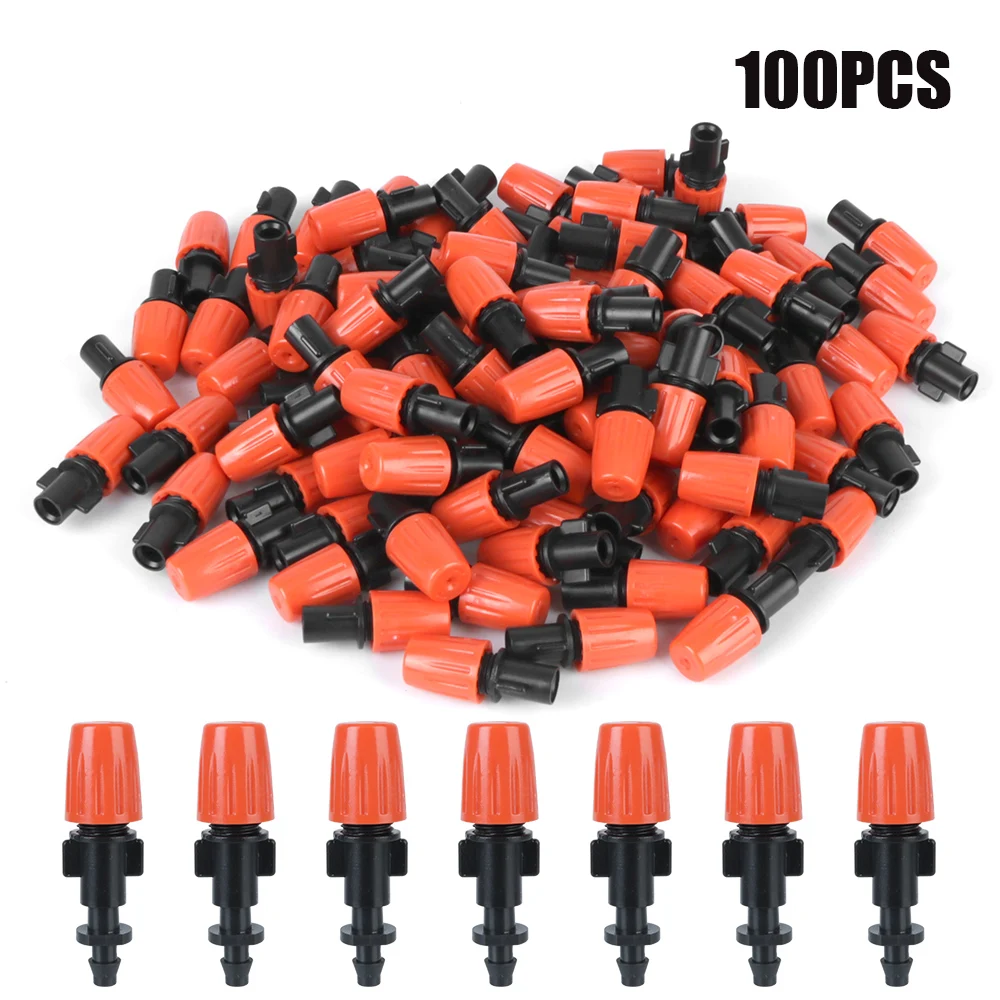 

1/4" Nozzle Dripper Atomizing Sprinkler Garden Drip Irrigation System 100Pcs Watering Sprayer for Flower Beds Vegetable