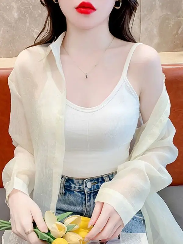 Ice Silk Sunscreen Long-sleeved Chiffon Shirt in Summer 2025 New Fashionable and Versatile Thin Cardigan Sunscreen Hood