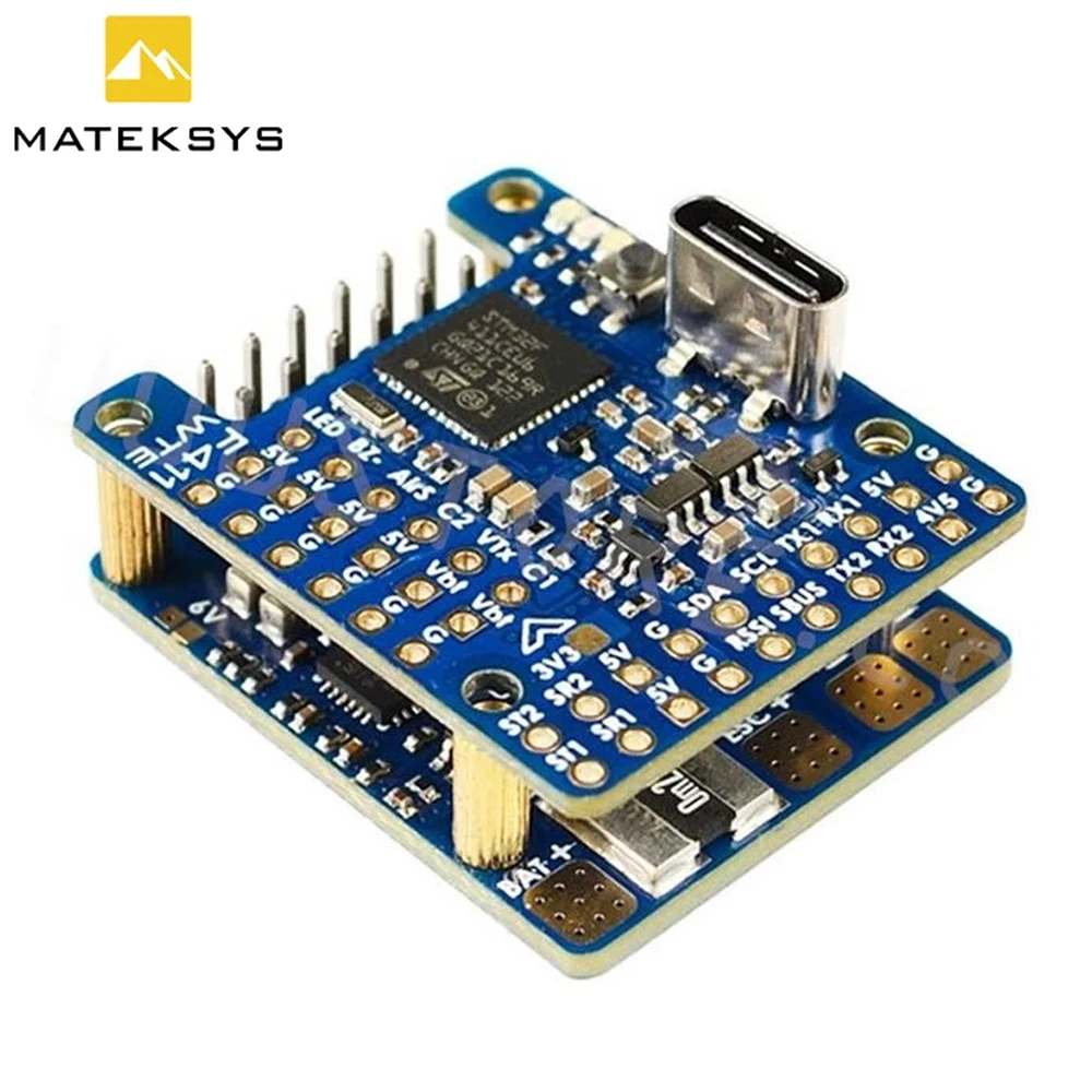 Matek Mateksys F411-WTE F411 WTE MATEKF411TE 2~6S Flight Control 5V 1.5A BEC AT7456E OSD VTX For FPV Fixed Wing Drone