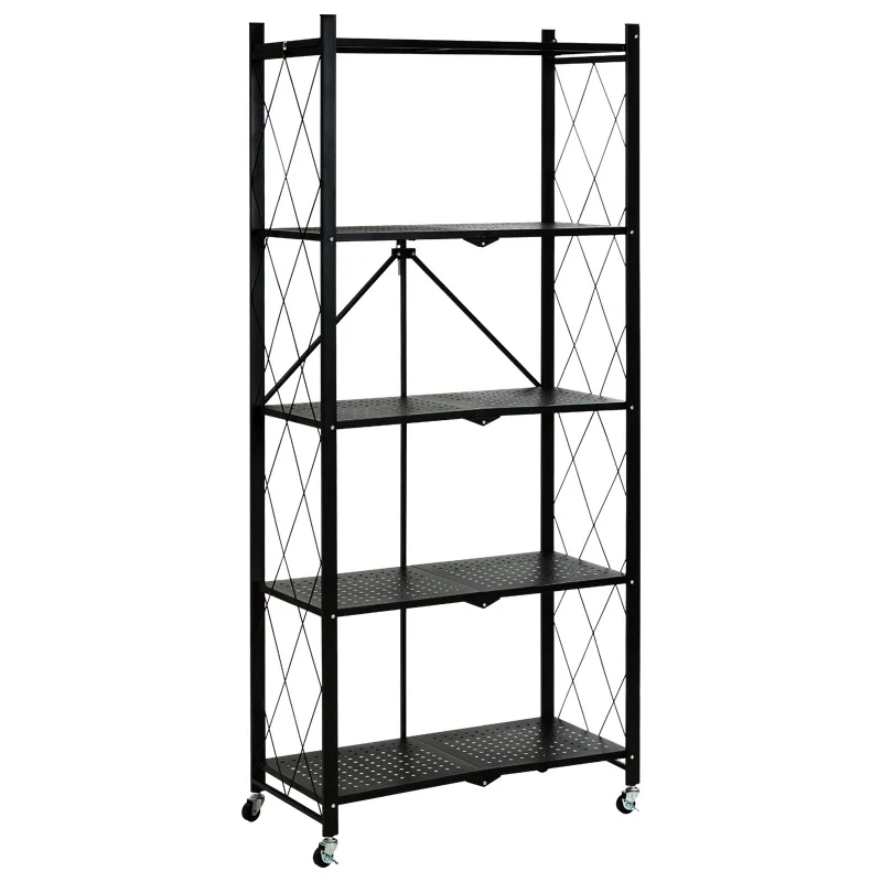 

Foldable Storage Racks Folding Kitchen Organizer Shelf Standing Multi-Layer Storage Rack Movable Organizing Shelves