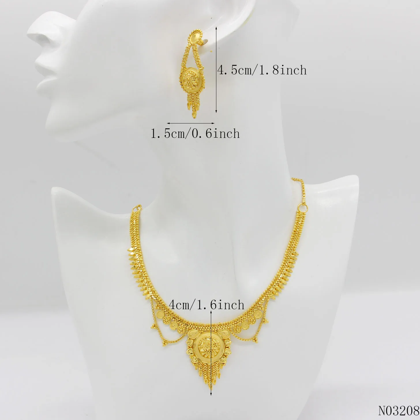 Adixyn 24K Gold Earrings/Chokers chain Jewelry set for Women African India Middle east Party Wedding gifts N03208