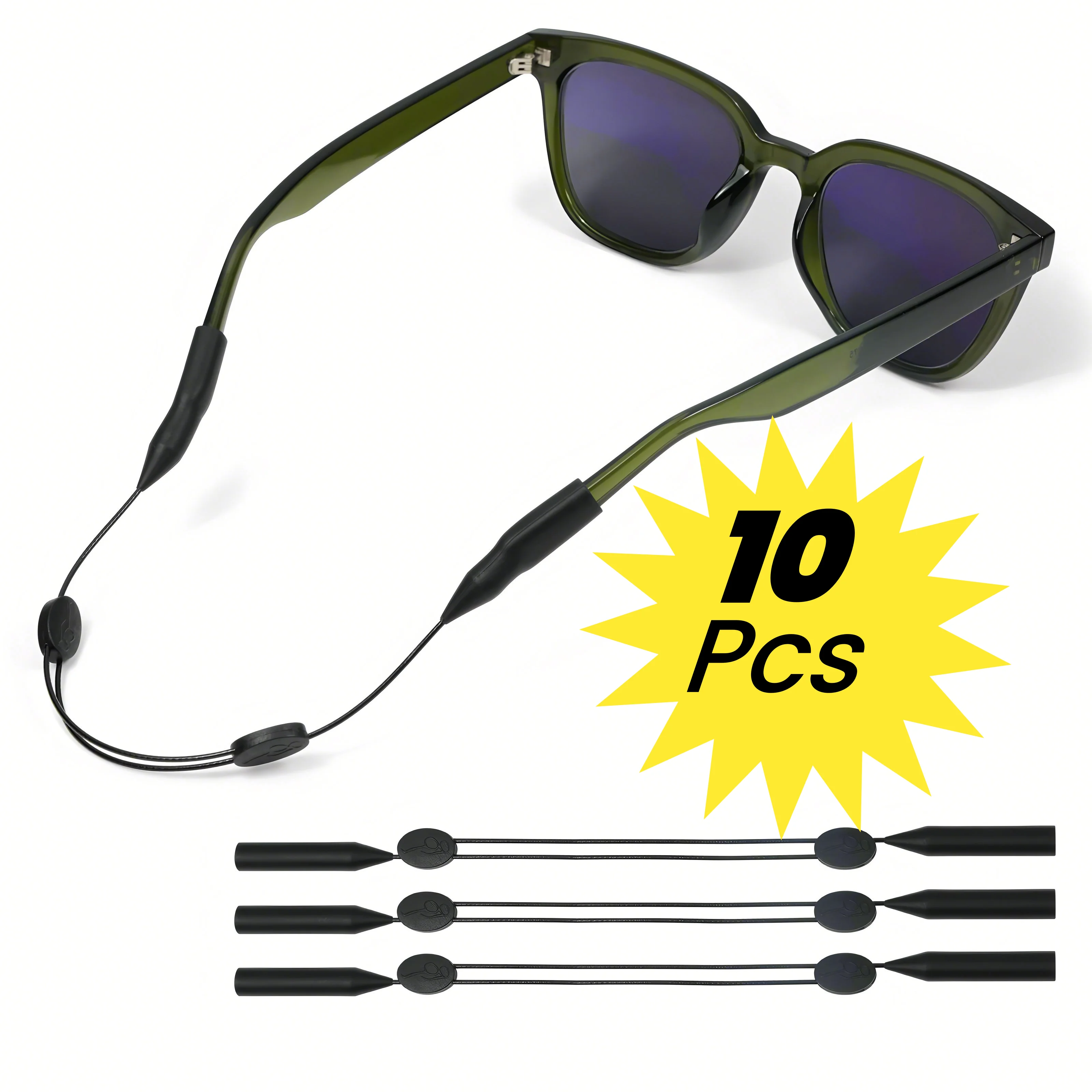 (10 Pcs) Adjustable Eyeglasses Retainer Cable Strap, Lanyard Neck Holders Cord Retainer for Sports By Dhoptical