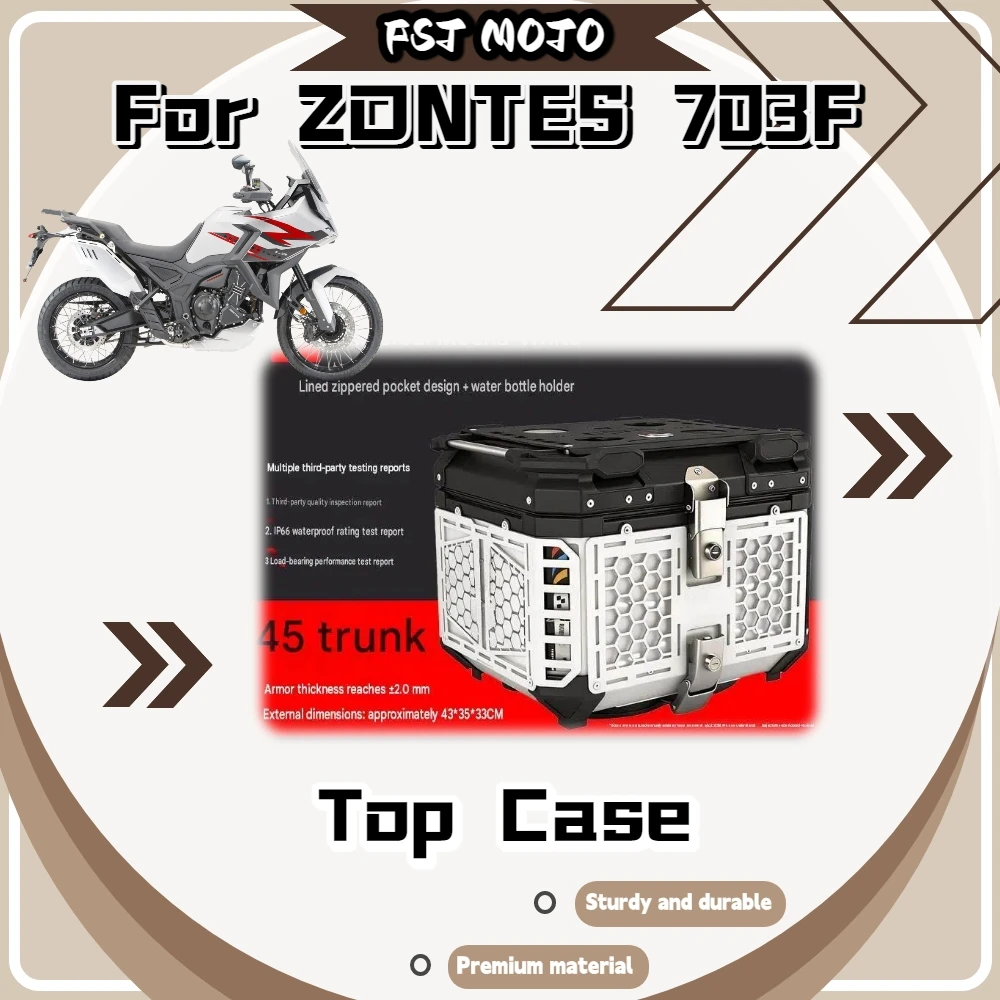 For Zontes 703F Thick Aluminum Storage Box Armor‑Design Stainless‑Steel Handrail Nylon Limit Hinge Motorcycle Mod Accessories