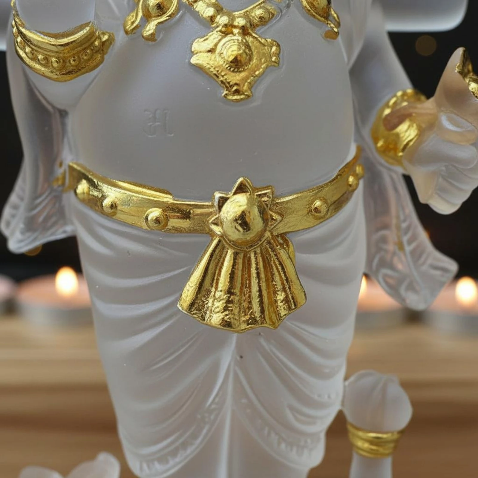 Elephant-Headed Deity Figurine Carved Standing Deity Statue Four-Armed Figurine Decorative Home Decor Resin Finish