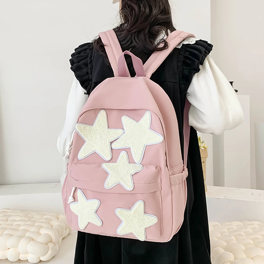 Fashion Large Capacity Five-pointed Star Embroidery Backpack Teenagers Student Schoobags Girl Satchel Y2K Trend Travel Rucksack