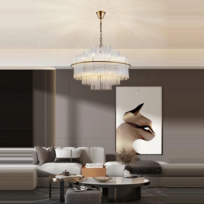 

2025 Round Oval Gold Crystal Designer Lustre Suspension Luminaire Lampen For Foyer Dinning Room LED Chandelier Lighting