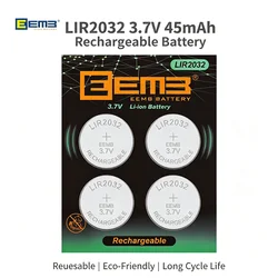 EEMB LIR2032 3.7V 45mAh bateria guzikowa akumulator litowo-jonowy wielokrotnego ładowania ogniwo pastylkowe do słuchawek bateria ithium-ion kluczyki samochodowe zegarek