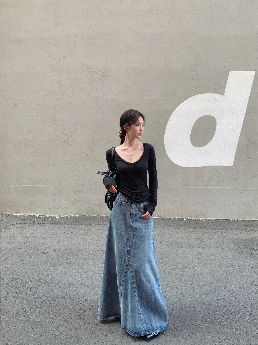 SMBL RAIN Vintage Yıkanmış Mav - Denim Skirt Midi Vintage incelemesi ve fiyatı