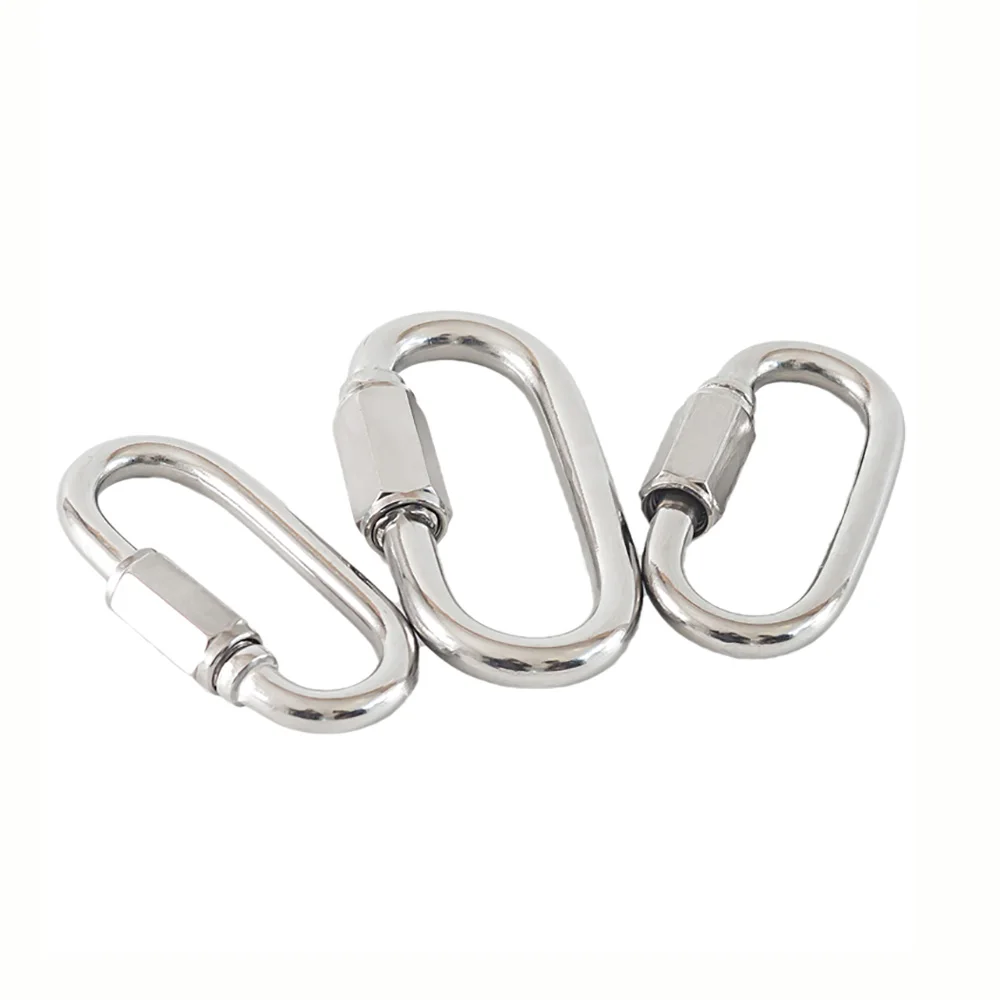 Quick Links Carabiner Screw Lock M3.5 M4 M5 M6 M8 M10 A2 304 Stainless Steel Snap Hook Climbing Gear Carabiner Chain Buckle