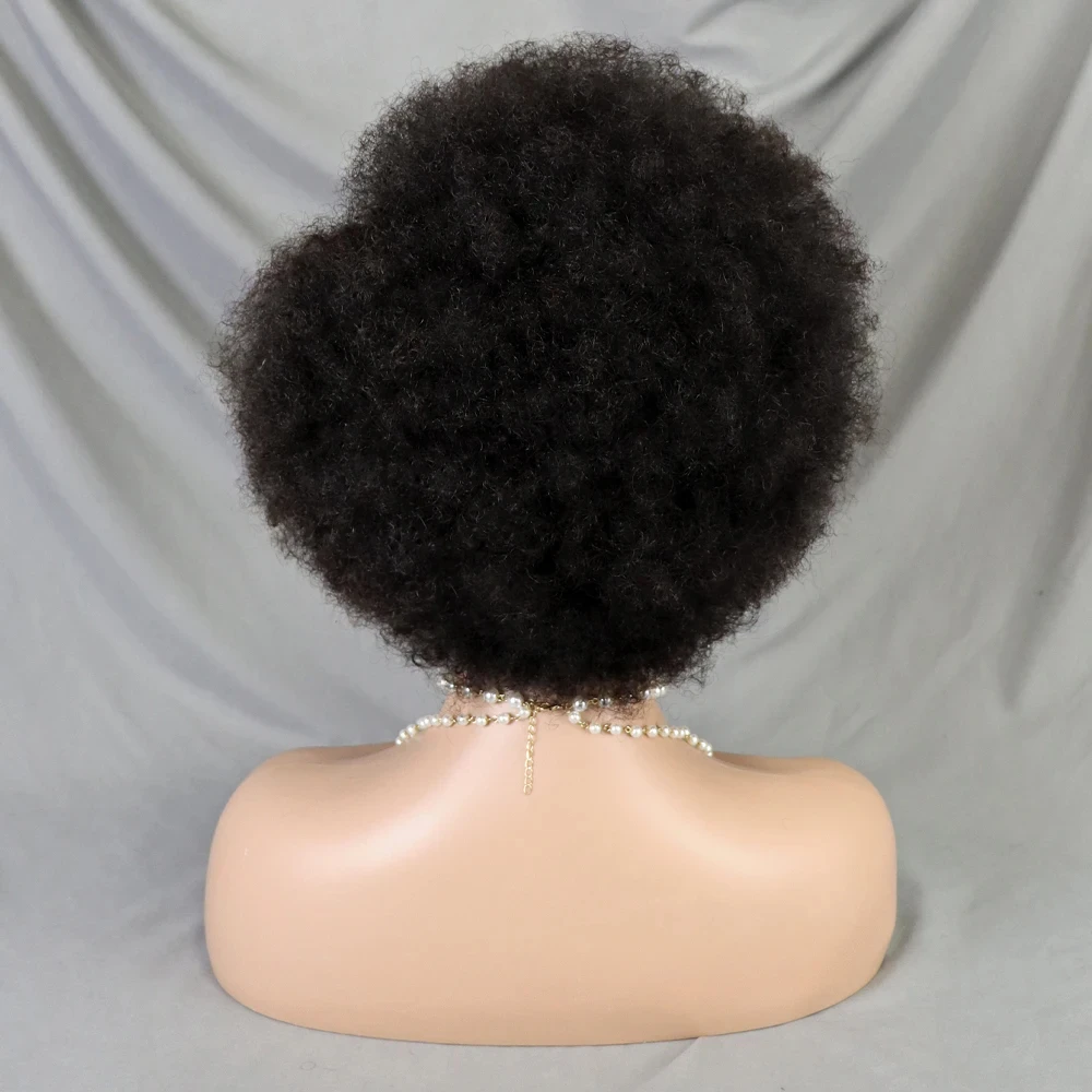 MALAIKA Kinky Curly Short Lace Front Wig Afro Bob Human Hair Natural Hairline 13X4 Lace Frontal Glueless Human Hair Wigs