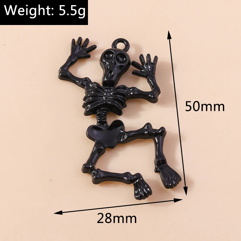 Leslie 5 Stück/Set 28*50mm Legierung Metall Skelett-Anhänger für Ohrringe Halsketten Halloween-Anhänger Armbänder Herstellung DIY Schmuck Geschenke – Detail 2