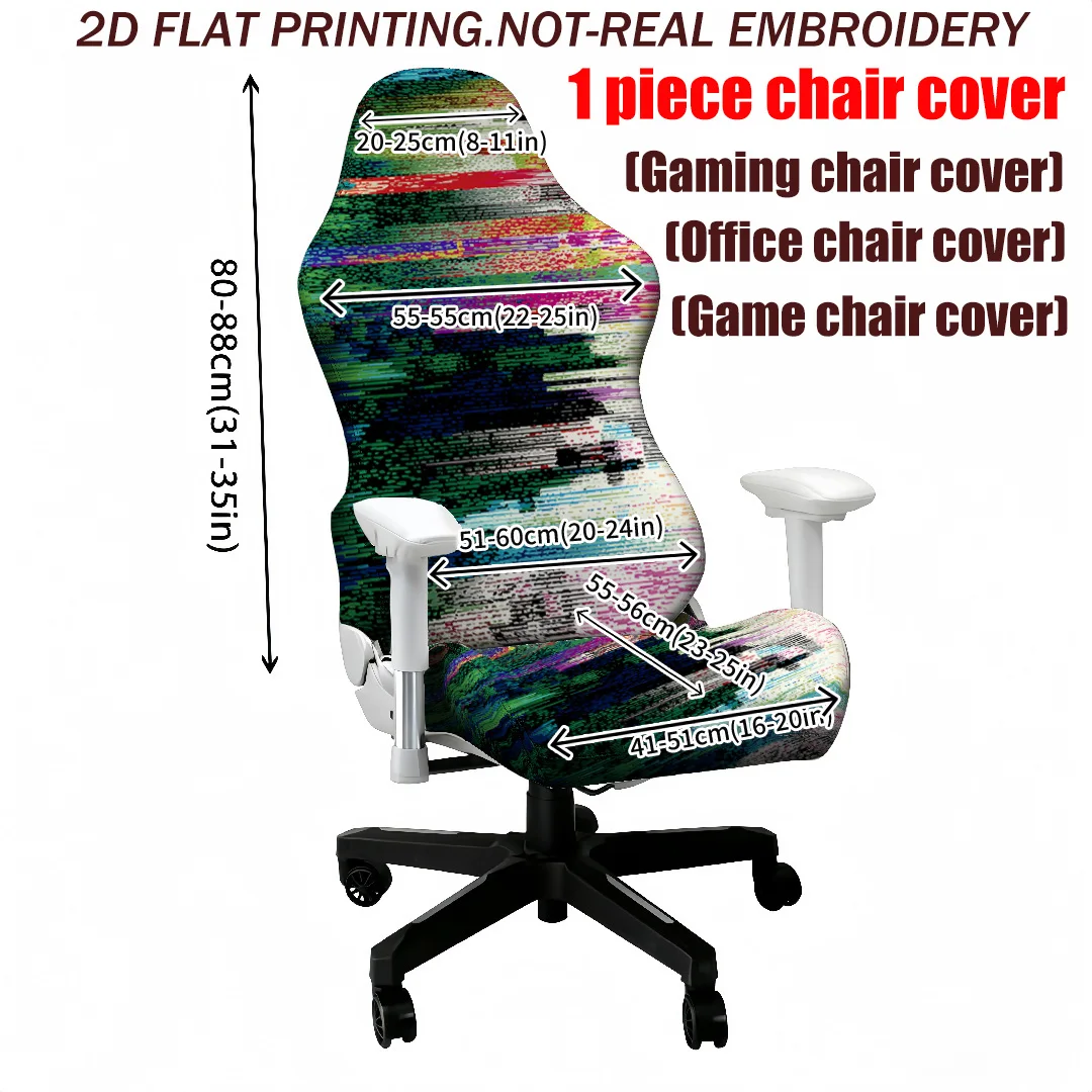 Funda Elástica para Silla de Juego con Estampado de Píxeles con Efecto de Distorsión de Color, Protector Universal para Silla de Oficina y Computadora