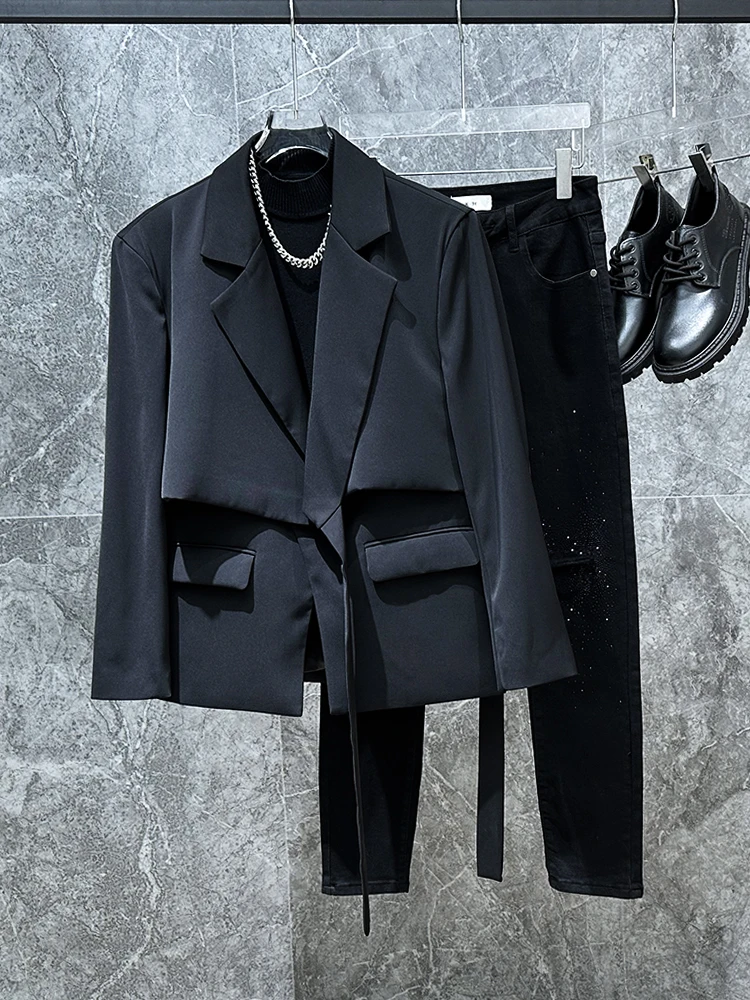 

Faionable Trendy Men's Suit Jaet Autumn 2024 Casual Loose Fit Iron-Free Procing Youthful Sle Long Sve Single Button