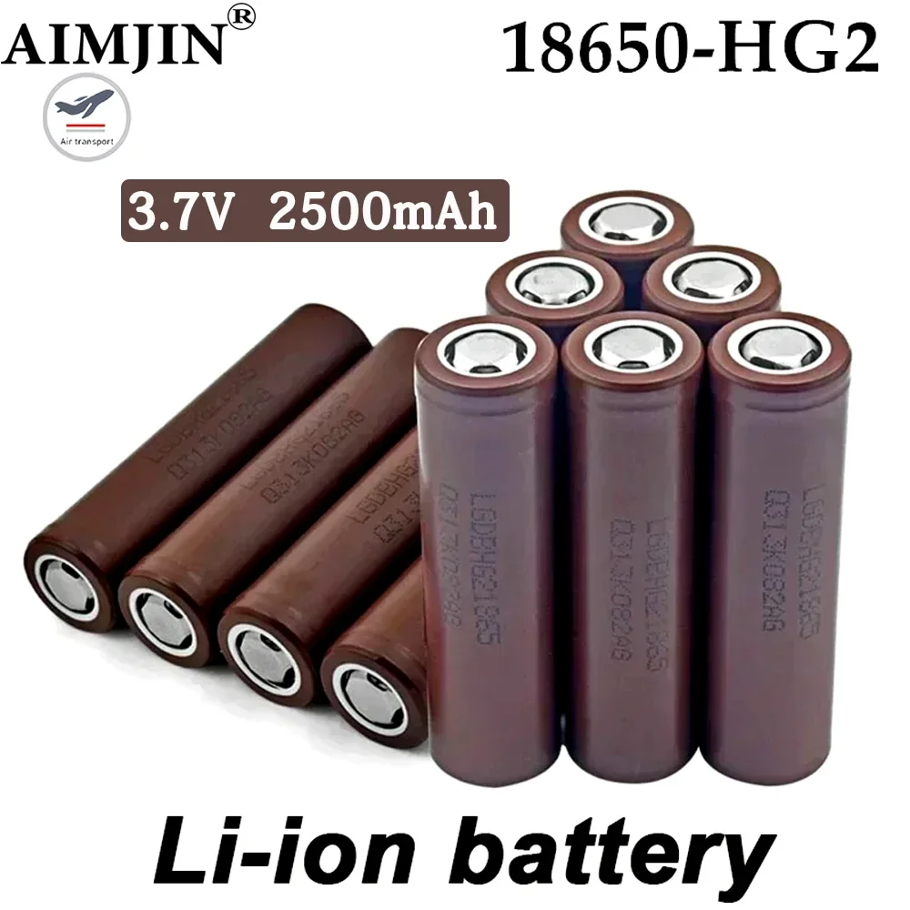 

HG2 18650 2500mAh Rechargeable battery 18650HG2 3.7V discharge 20A Max 30A Power batteries for screwdriver