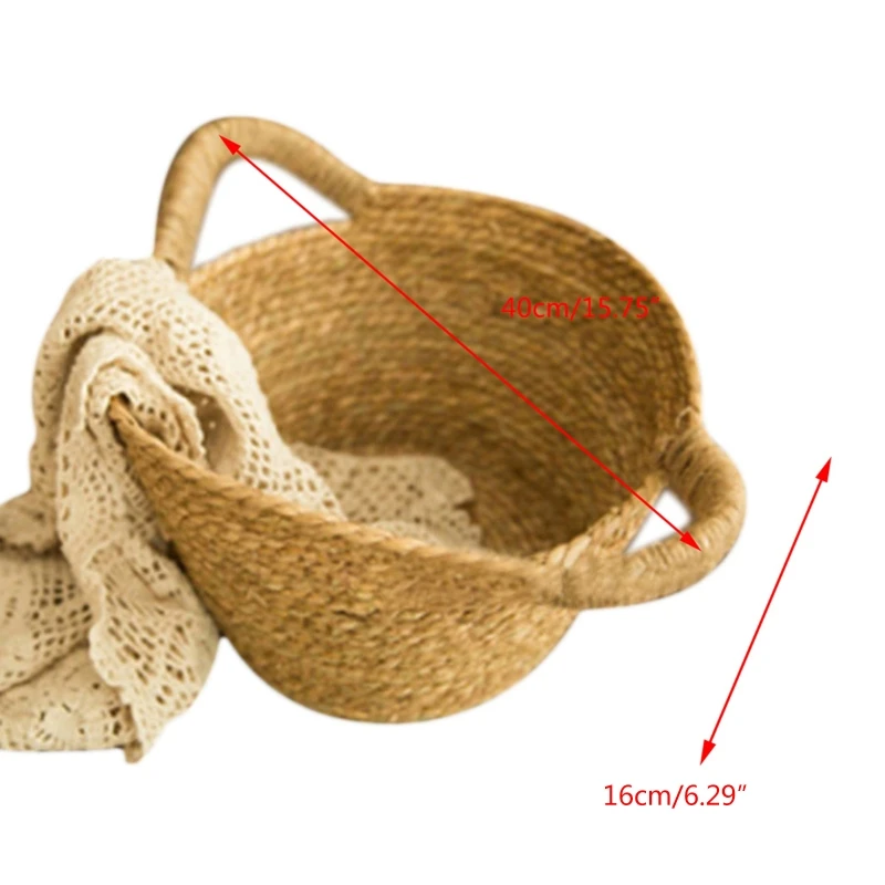 Y1UB Baby Photo Shooting Woven Baskets Newborn Photography Props Basin