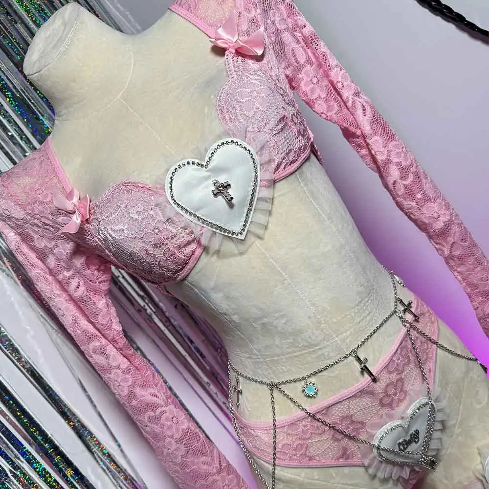 

DIY Emo E-Girls Harajuku Подростковый Крест Эко Гранж Гот Цифровое Сердце 90-х Клубная Одежда Kawaii Лук Y2K ТОПЫ Готический Ручной Работы