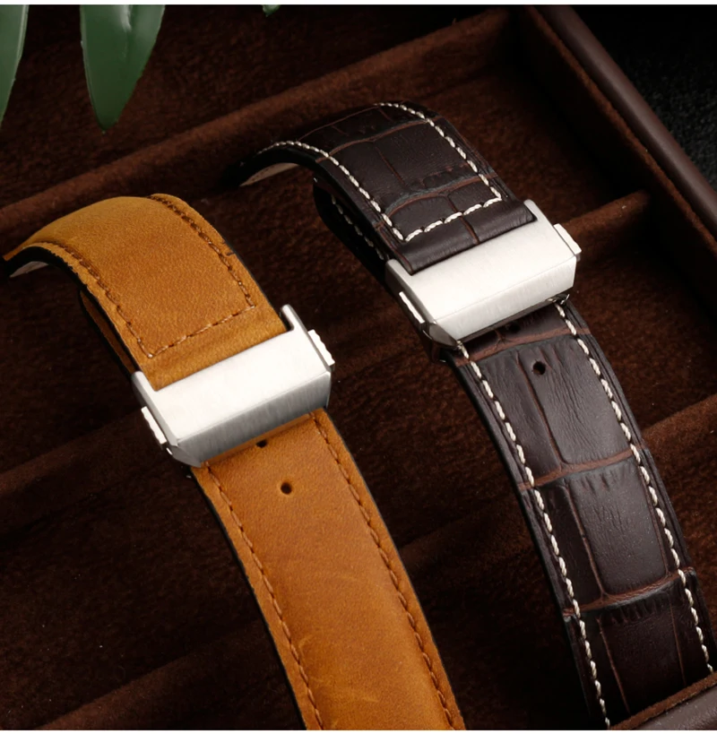 20mm 22mm Bracelet Ostrich Leather Watchband for Hamilton Jazz Khaki Aviation Series H32755851 Watch Strap Black Brown Bracelet