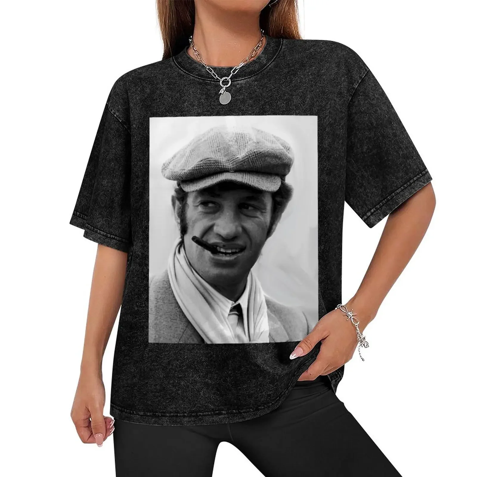 Jean paul Belmondo portrait T-Shirt anime stuff Aesthetic clothing vintage sports fans heavy weight t shirts for men