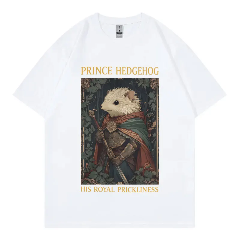 

His Royal Prickliness Fuuny Hedgehog Graphic T Shirts Fashion Vintage Short Sleeve T-shirts Men Women Casual Oversized T-shirt