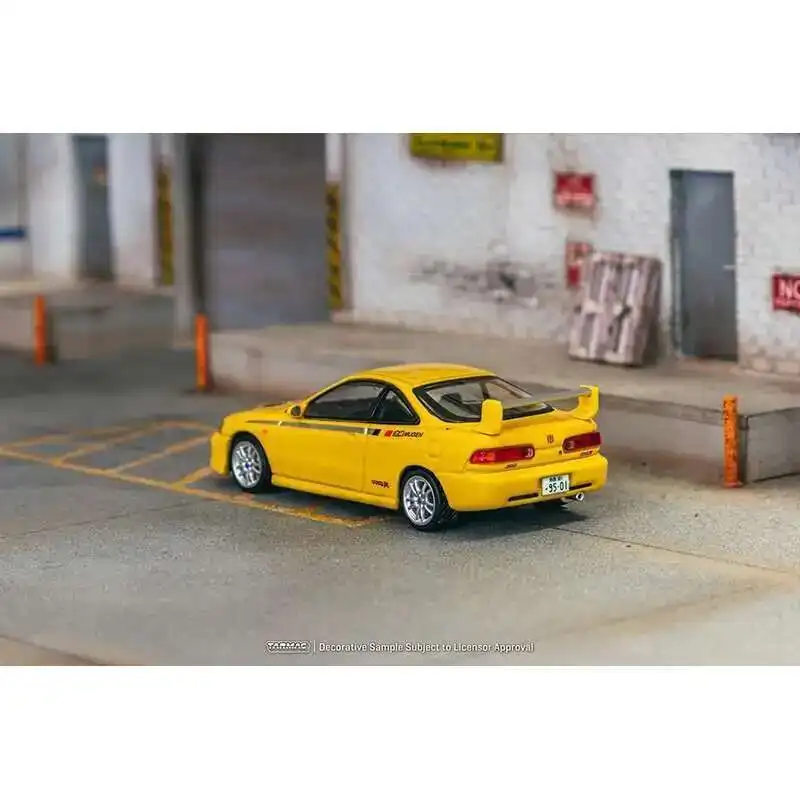 TW متوفر 1:64 Honda Integra TYPE R DC2 MUGEN ضوء الشمس الأصفر دييكاست نموذج سيارة مجموعة اللعب Tarmac Works