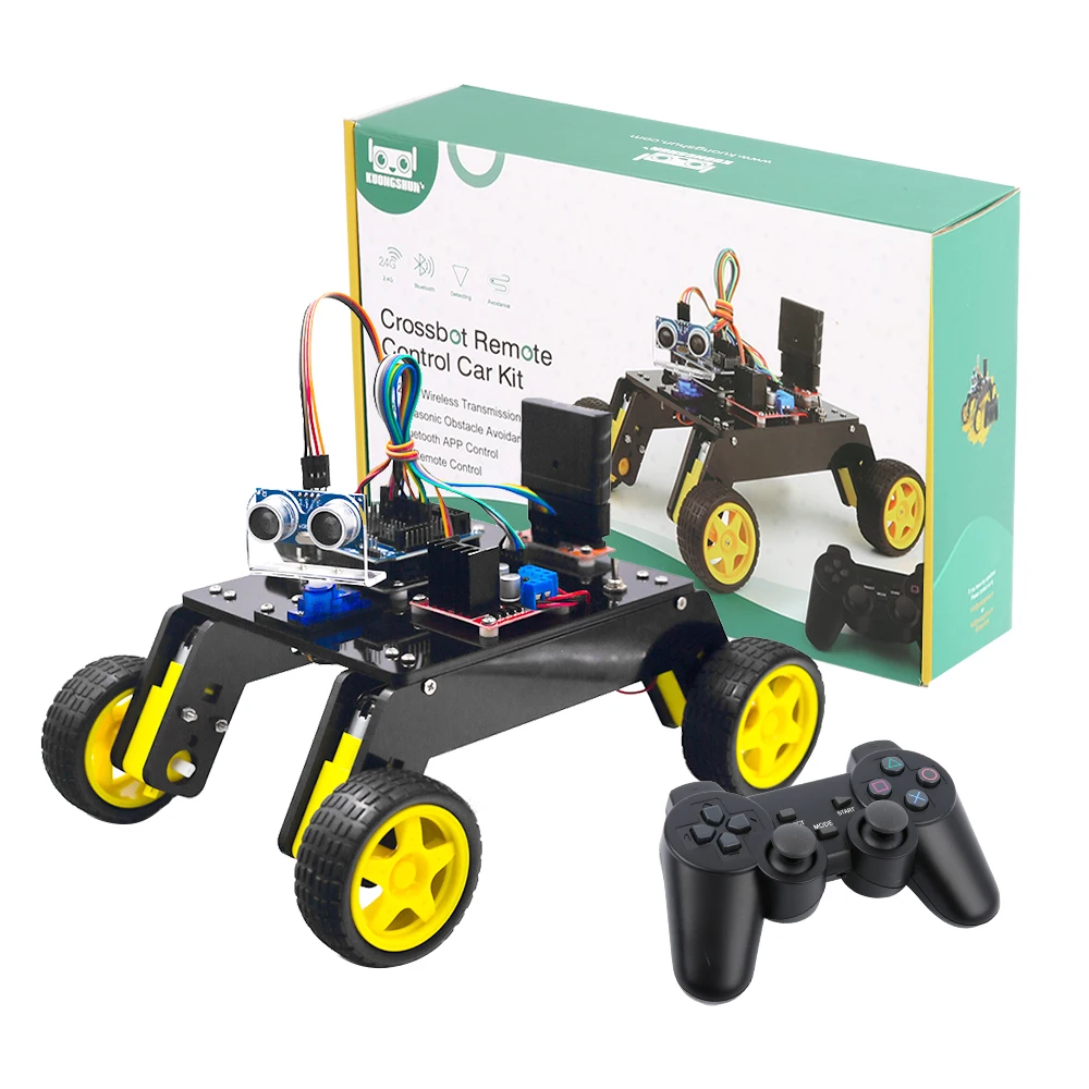 

Children Kid Coding Toy Stem Educational With Tutorial DIY Remote Control BT APP 4WD Smart Robot Car Starter Kit Set for Arduino