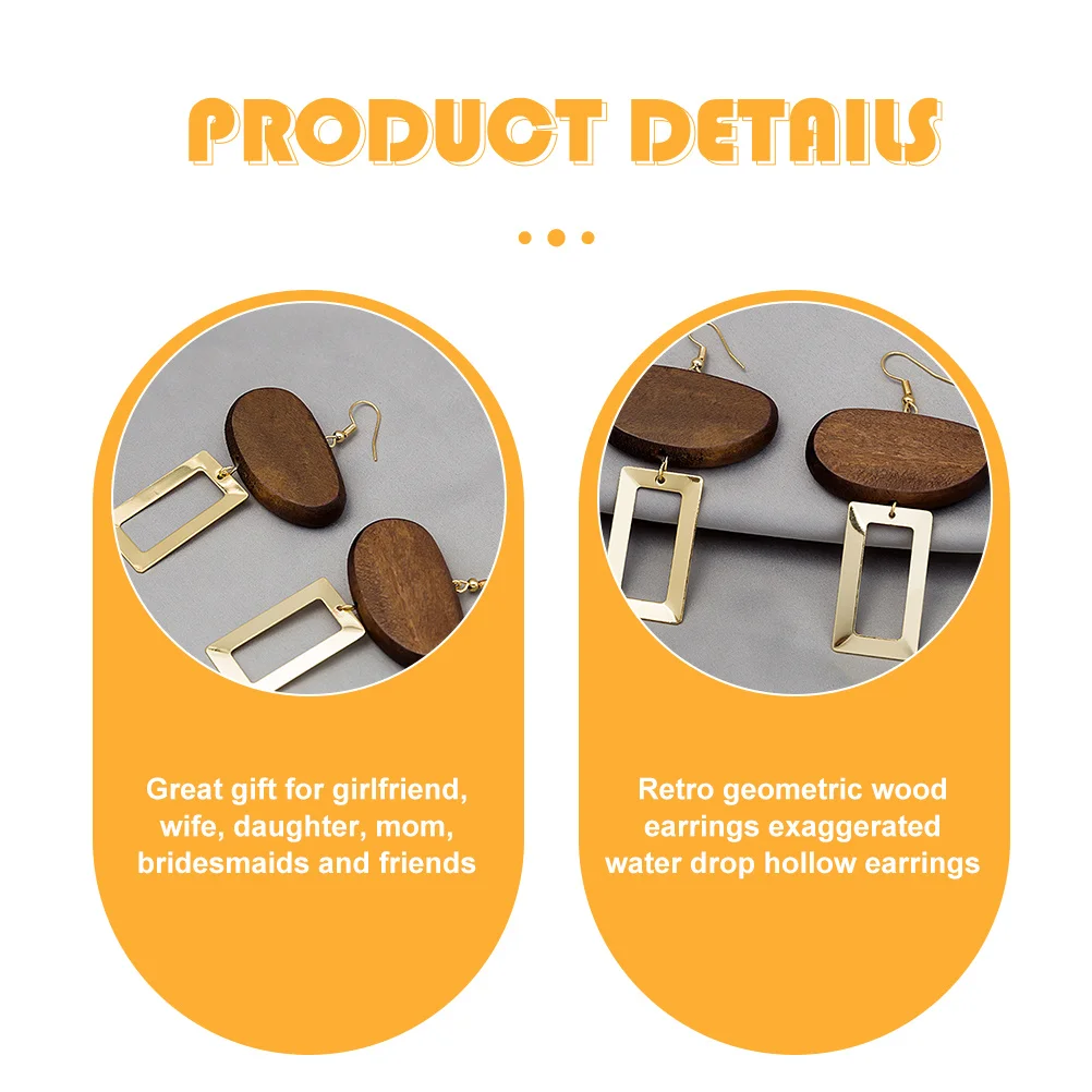 4 pares de pendientes de madera para mujer, pendientes colgantes vintage, pendientes ligeros, joyería perfecta para ir de compras, uso diario