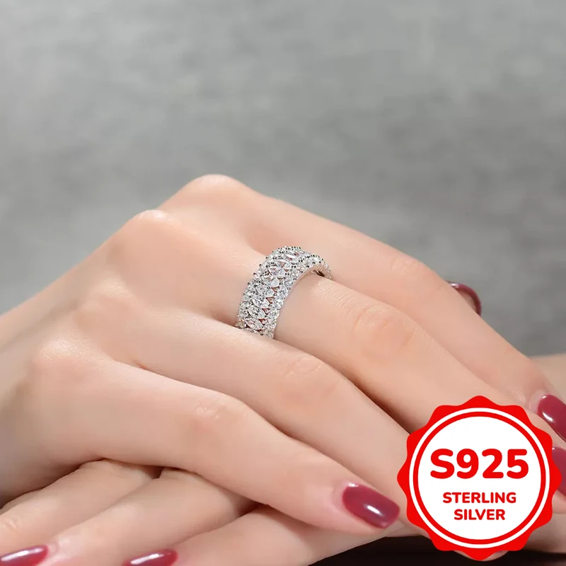 

Модное овальное кольцо из стерлингового серебра S925 для пар, женское геометрическое кольцо для помолвки, подарок, ювелирные изделия оптом