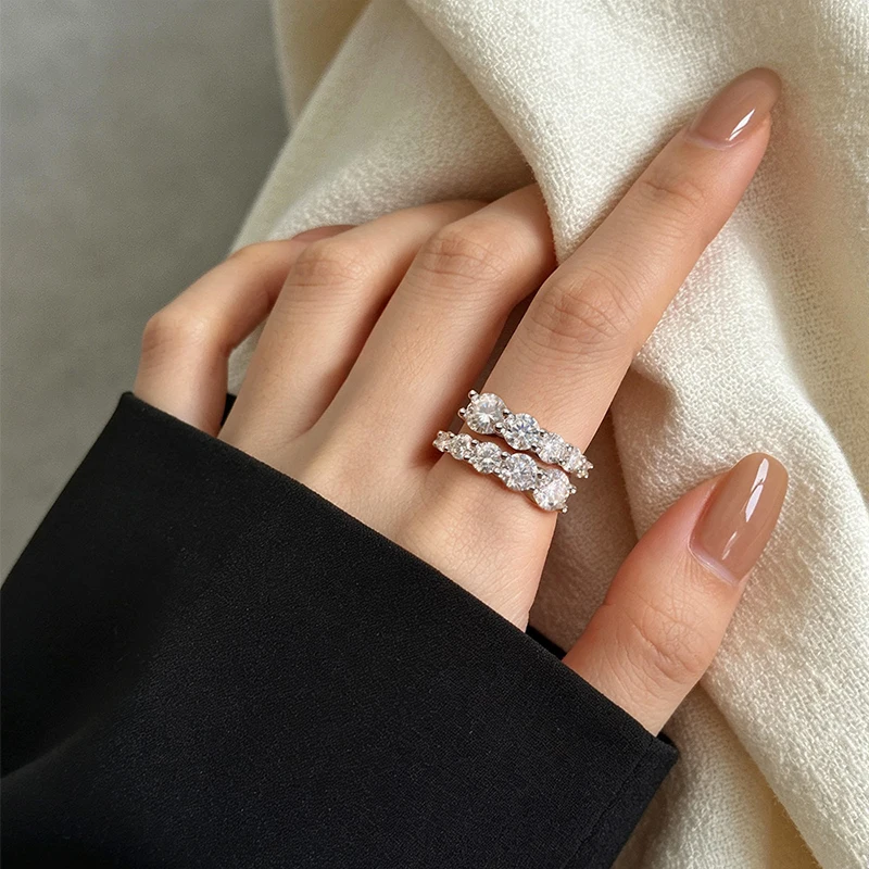 Smyoue 10 보석 여성을위한 전체 Moissanite 반지 스파클링 완벽한 실험실 만... - 4